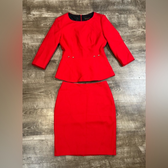 ADOLFO DOMÍNGUEZ WOMENS RED SKIRT SUIT EUC SIZE M - Picture 1 of 10